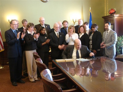 February 11, 2010: Shawn attends the signing by Governor Jim Doyle of Wisconsin Act 123, the Landscape Architecture Practice Act. Shawn was instrumental in the writing and passing of this law.